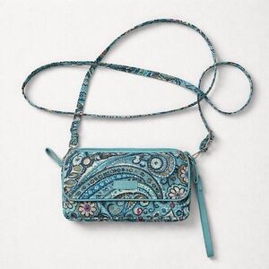 Vera Bradley Teal and Pink Paisley Crossbody Bag